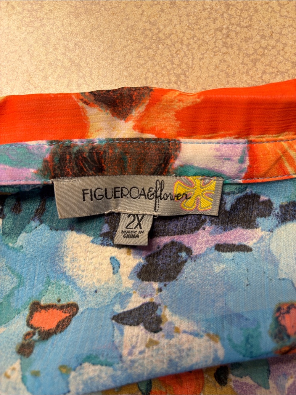 Rafaella Blue Floral Button-Down Blouse - Picture 4 of 6